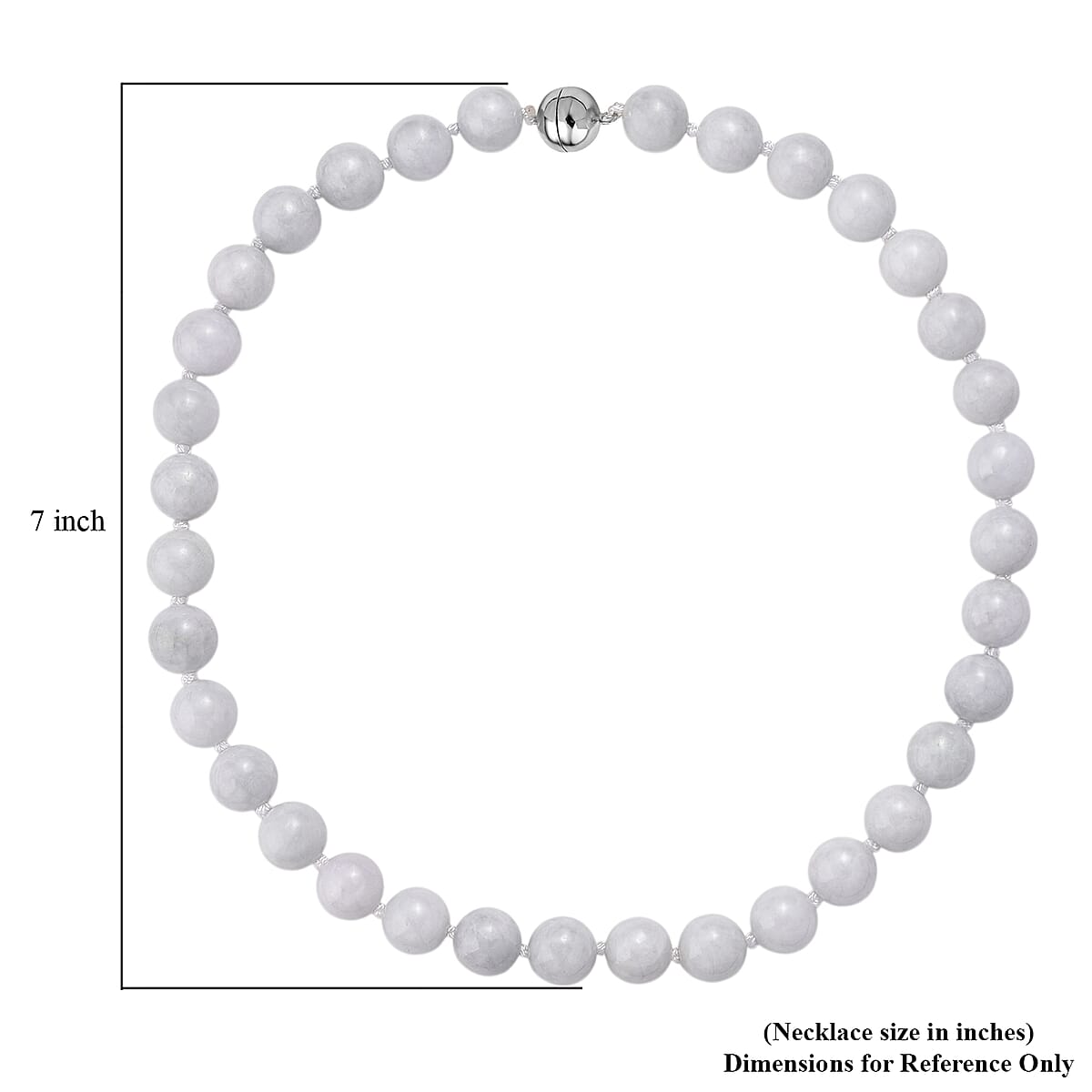 Doorbuster D'Joy Natural Jade 670.00 ctw Round Beaded Necklace in Rhodium Over Sterling Silver 20 Inches image number 6