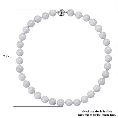 D'Joy Natural Jade 670.00 ctw Round Beaded Necklace in Rhodium Over Sterling Silver 20 Inches
