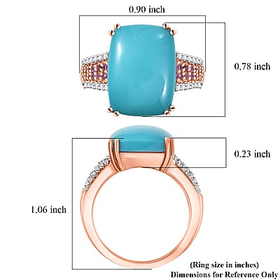 D'Joy Sleeping Beauty Turquoise, Multi Gemstone Empress Ring in 18K Vermeil RG Over Sterling Silver 8.00 ctw (Size 10.0)