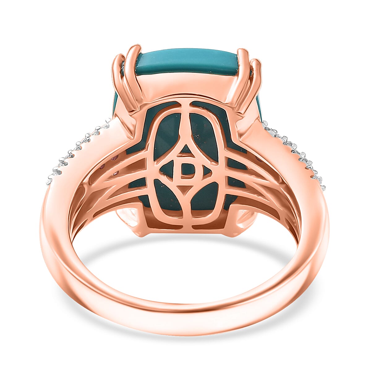 D'Joy Sleeping Beauty Turquoise and Multi Gemstone 8.00 ctw Blush Empress Ring in 18K Vermeil Rose Gold Over Sterling Silver (Size 7.0) image number 4