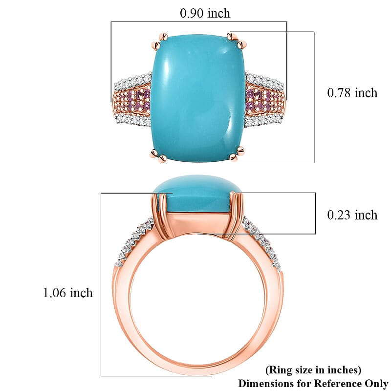 D'Joy Sleeping Beauty Turquoise, Multi Gemstone Empress Ring in 18K Vermeil RG Over Sterling Silver 8.00 ctw (Size 7.0)