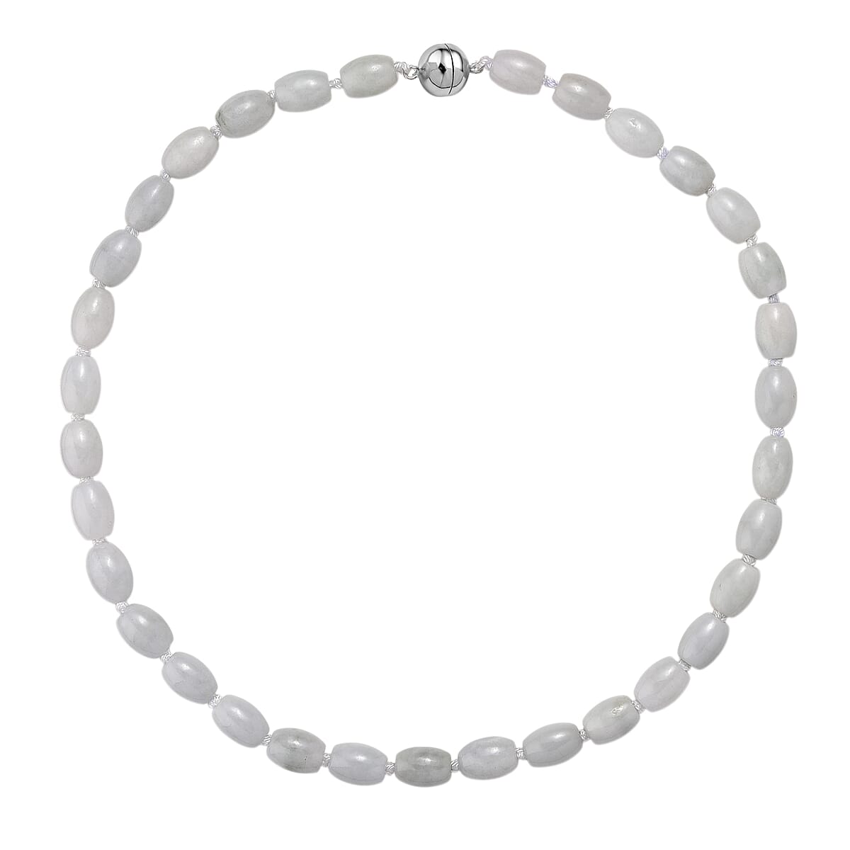 Doorbuster D'Joy Natural Jade 390.00 ctw Rice Beaded Necklace in Rhodium Over Sterling Silver 20 Inches image number 3