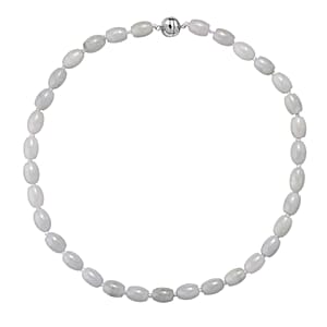 Doorbuster D'Joy Natural Jade 390.00 ctw Rice Beaded Necklace in Rhodium Over Sterling Silver 20 Inches