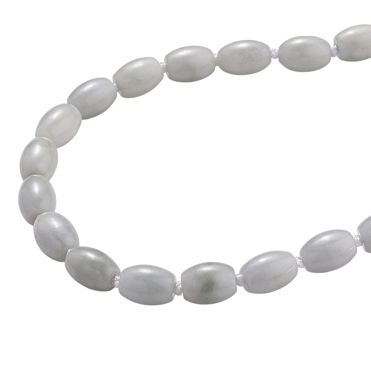 Doorbuster D'Joy Natural Jade 390.00 ctw Rice Beaded Necklace in Rhodium Over Sterling Silver 20 Inches image number 4