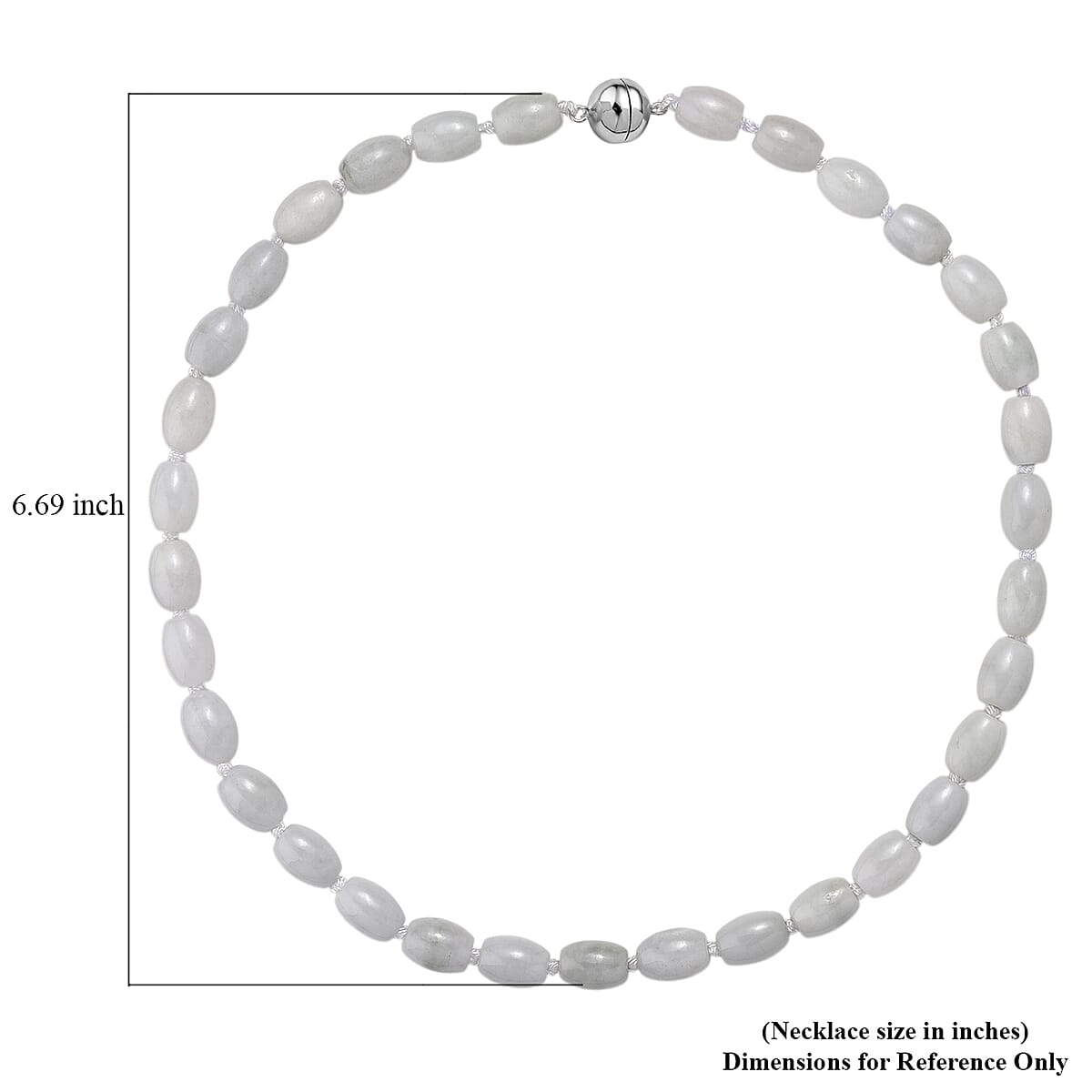 Doorbuster D'Joy Natural Jade 390.00 ctw Rice Beaded Necklace in Rhodium Over Sterling Silver 20 Inches image number 6