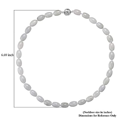 D'Joy Natural Jade 390.00 ctw Rice Beaded Necklace in Rhodium Over Sterling Silver 20 Inches