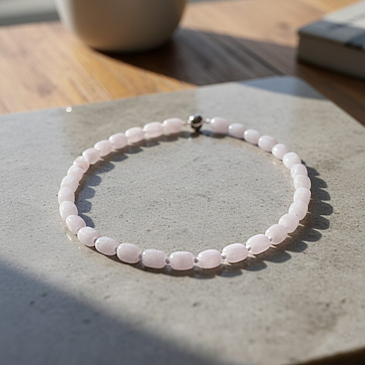 Doorbuster D'Joy Natural Jade 500.00 ctw Cushion Beaded Necklace in Rhodium Over Sterling Silver 20 Inches image number 1