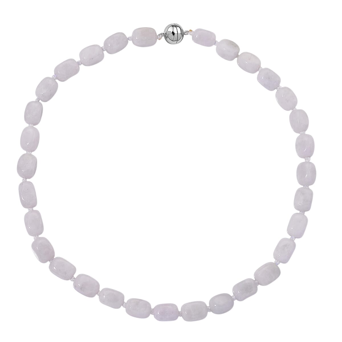 Doorbuster D'Joy Natural Jade 500.00 ctw Cushion Beaded Necklace in Rhodium Over Sterling Silver 20 Inches image number 3