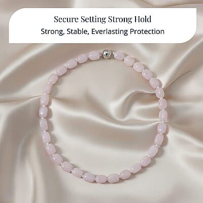 D'Joy Natural Jade 500.00 ctw Cushion Beaded Necklace in Rhodium Over Sterling Silver 20 Inches
