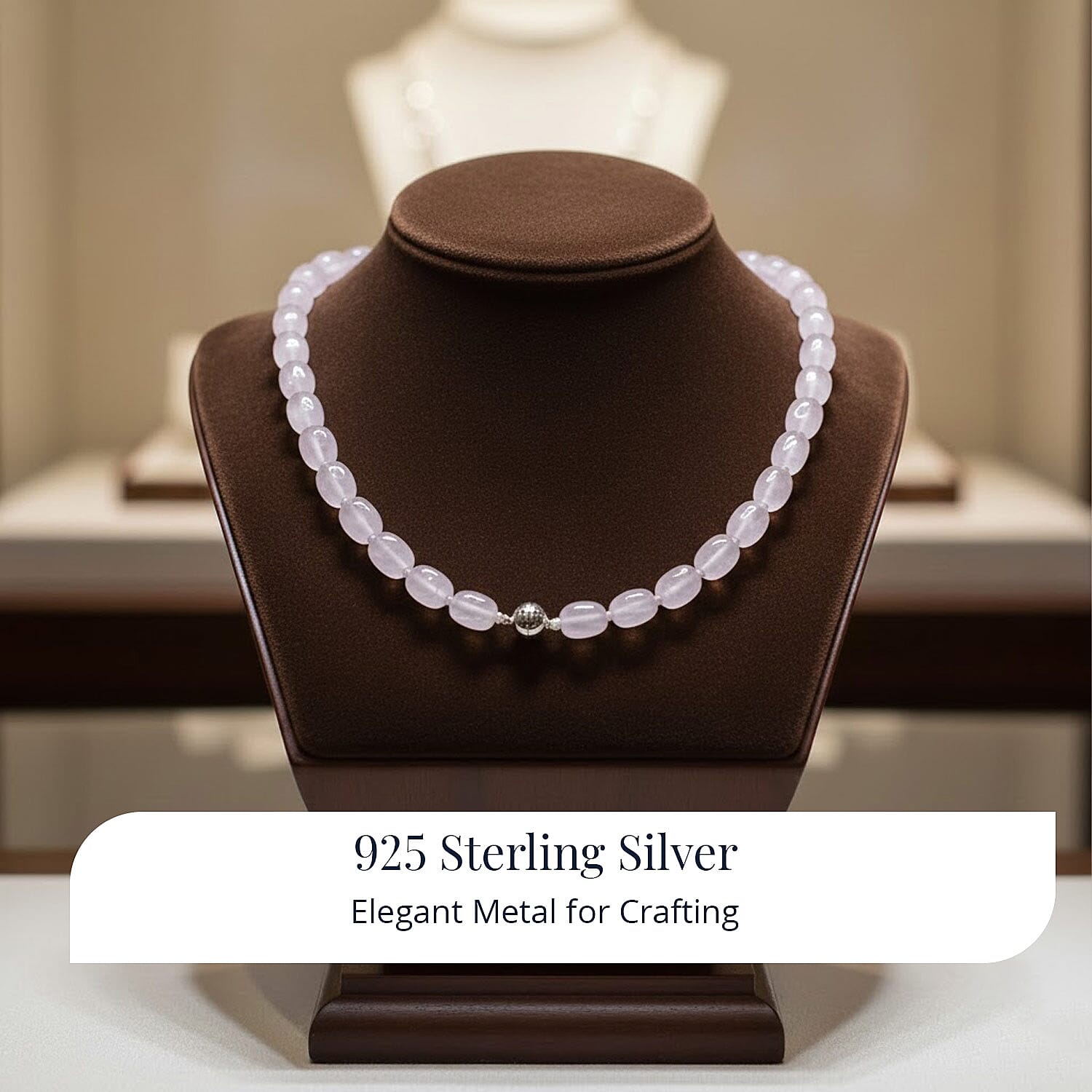  D'Joy Natural Jade 500.00 ctw Cushion Beaded Necklace in Rhodium Over Sterling Silver 20 Inches