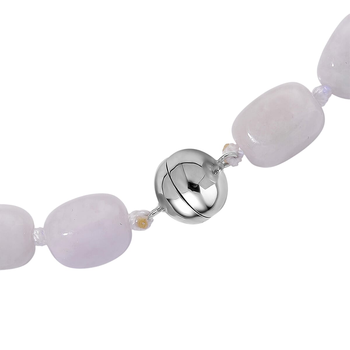 Doorbuster D'Joy Natural Jade 500.00 ctw Cushion Beaded Necklace in Rhodium Over Sterling Silver 20 Inches image number 5