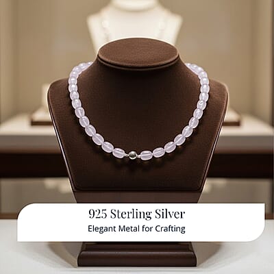 D'Joy Natural Jade 500.00 ctw Cushion Beaded Necklace in Rhodium Over Sterling Silver 20 Inches