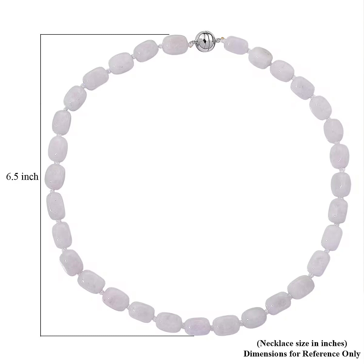  D'Joy Natural Jade 500.00 ctw Cushion Beaded Necklace in Rhodium Over Sterling Silver 20 Inches