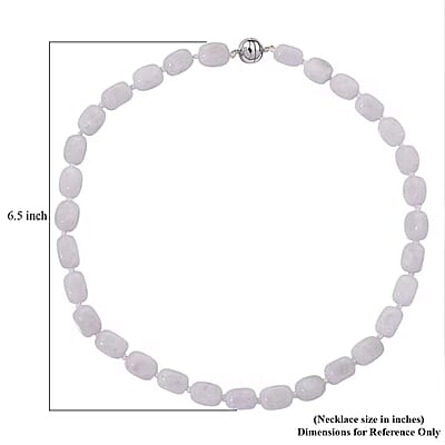 D'Joy Natural Jade 500.00 ctw Cushion Beaded Necklace in Rhodium Over Sterling Silver 20 Inches