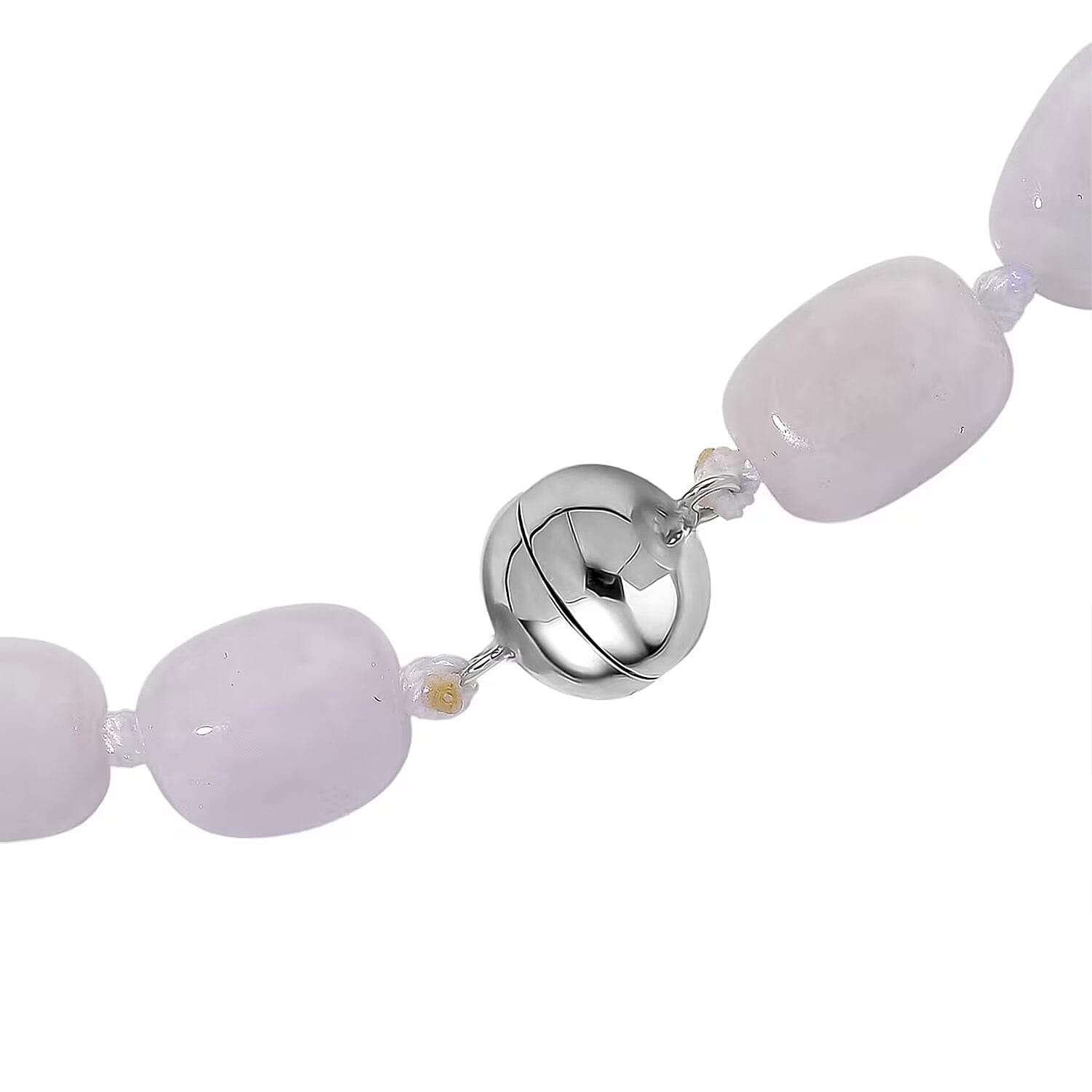  D'Joy Natural Jade 500.00 ctw Cushion Beaded Necklace in Rhodium Over Sterling Silver 20 Inches