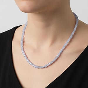 Doorbuster D'Joy Natural Jade 360.00 ctw Pillar Beaded Necklace in Rhodium Over Sterling Silver 20 Inches