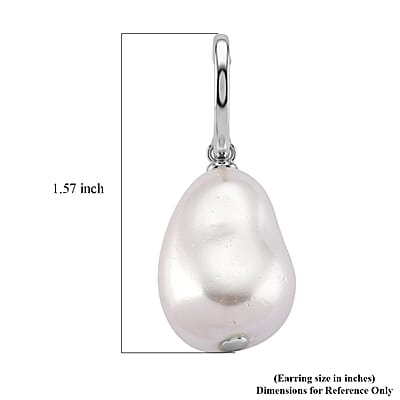 EverTrue White Shell Pearl Fancy Earrings in Silvertone and Stainless Steel