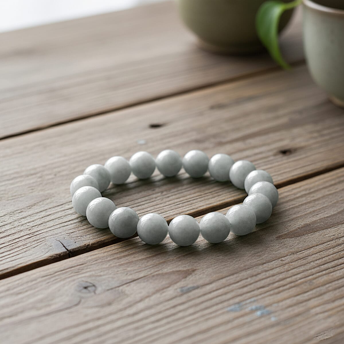 Doorbuster D'Joy Natural Jade 320.00 ctw Round Beaded Stretch Bracelet (6.50-7.0In) image number 1