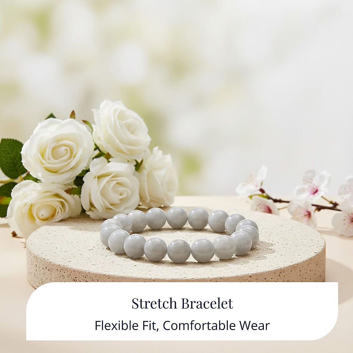 Doorbuster D'Joy Natural Jade 320.00 ctw Round Beaded Stretch Bracelet (6.50-7.0In) image number 4