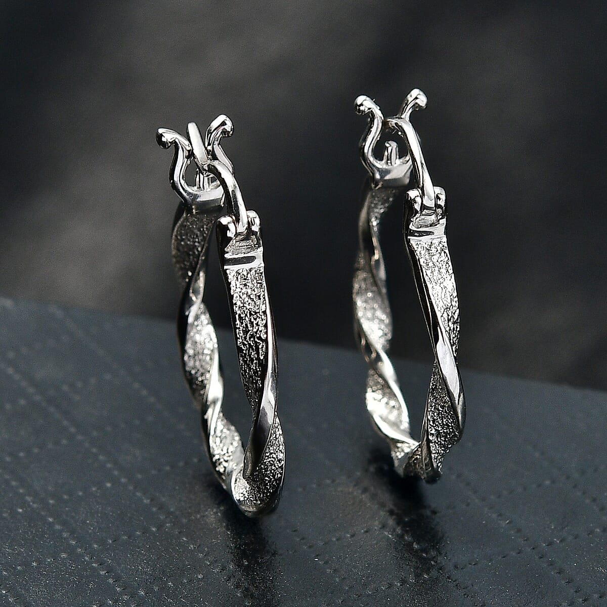 Twisted Hoop Earrings in 950 Palladium 4.10 Grams (Del. in 10-12 Days)  image number 1