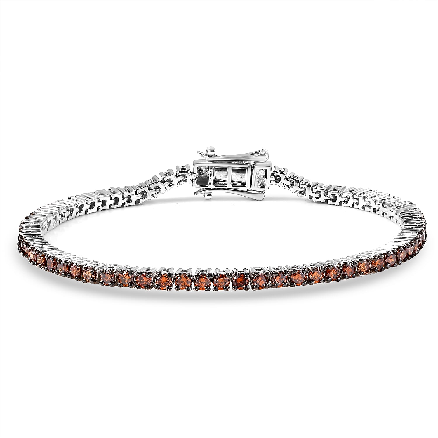 Luxuriant Lab Grown Red Diamond (IR) SI 3.30 ctw Scarlet Glow Bracelet in Rhodium Over Sterling Silver (7.25 In)