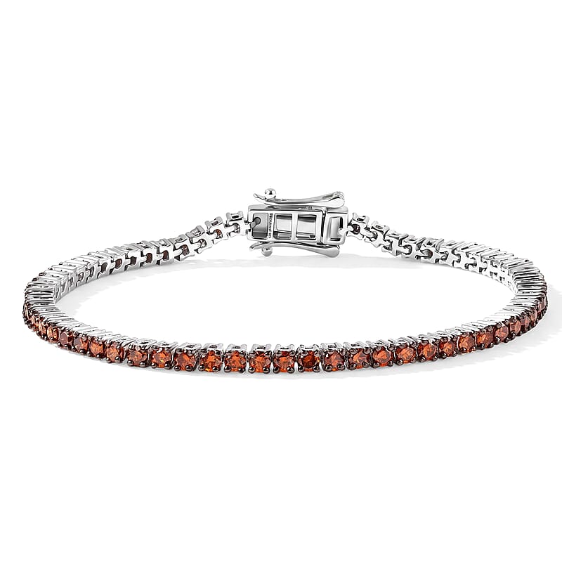 Luxuriant Lab Grown Red Diamond (IR) SI 3.30 ctw Scarlet Glow Bracelet in Rhodium Over Sterling Silver (7.25 In)