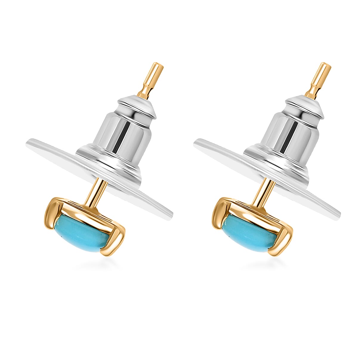 D'Joy Sleeping Beauty Turquoise Earrings in 18K Vermeil YG Over Sterling Silver 1.20 ctw image number 3