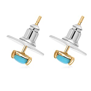 D'Joy Sleeping Beauty Turquoise Solitaire Stud Earrings in 18K Vermeil YG Over Sterling Silver 1.20 ctw
