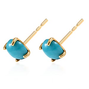D'Joy Sleeping Beauty Turquoise Solitaire Stud Earrings in 18K Vermeil YG Over Sterling Silver 1.75 ctw