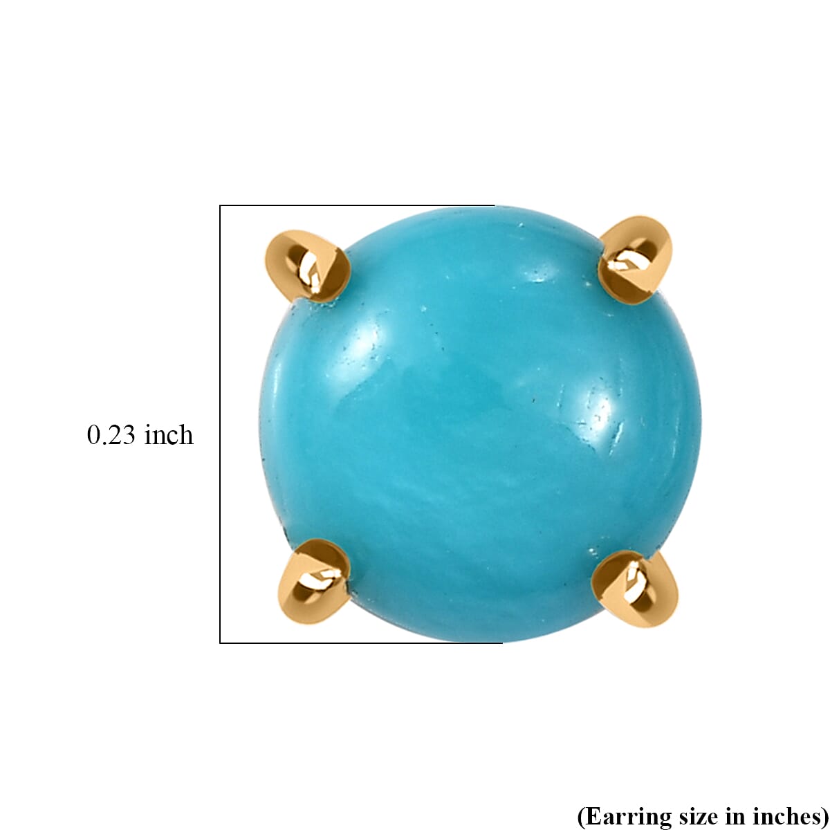 D'Joy Sleeping Beauty Turquoise 1.75 ctw Solitaire Stud Earrings in 18K Vermeil Yellow Gold Over Sterling Silver image number 5