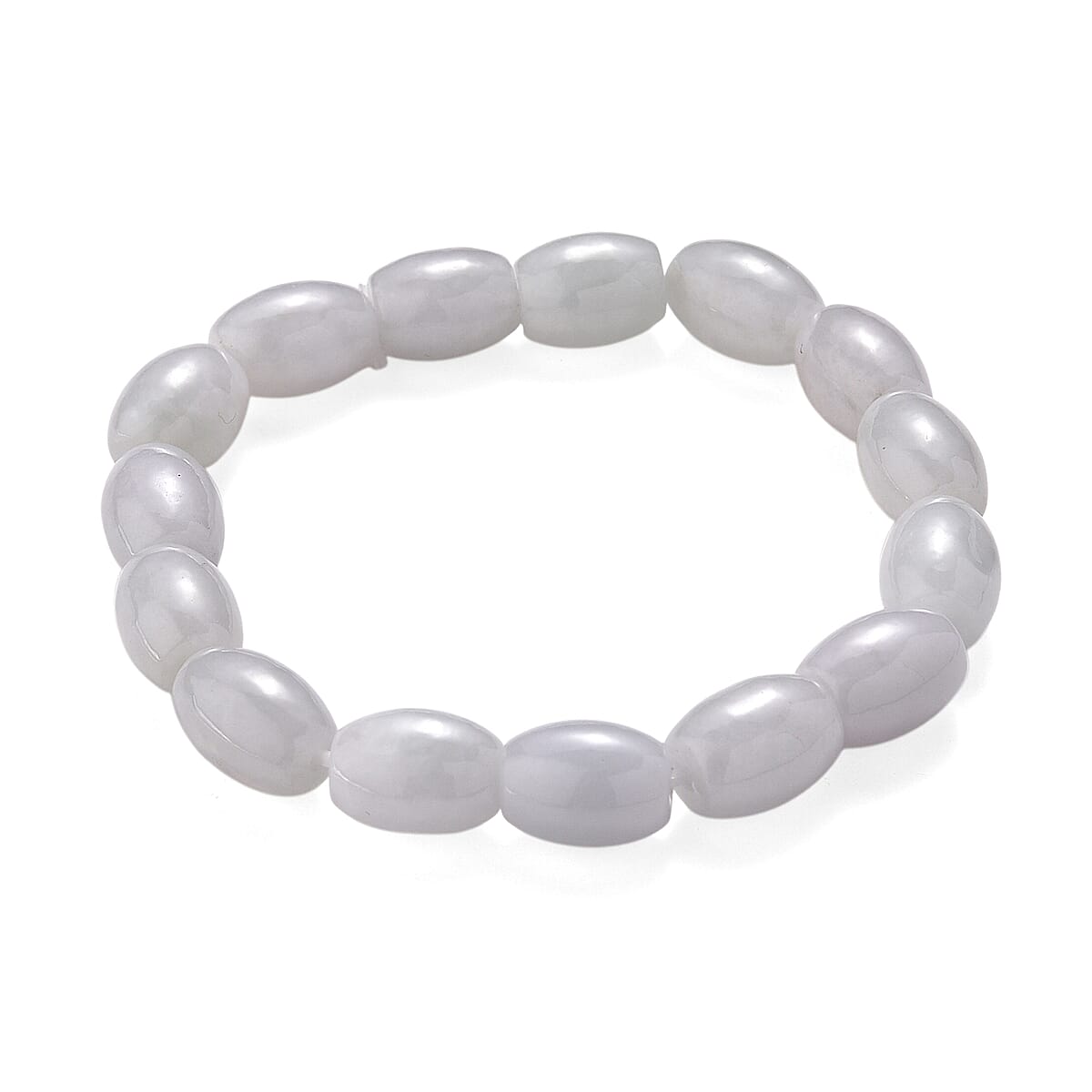 Doorbuster D'Joy Natural Jade 320.00 ctw Rice Beaded Stretch Bracelet (6.50-7.0In) image number 0