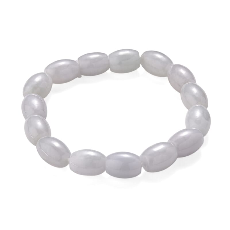 D'Joy Natural Jade 170.00 ctw Rice Beaded Stretch Bracelet (6.50-7.0In)