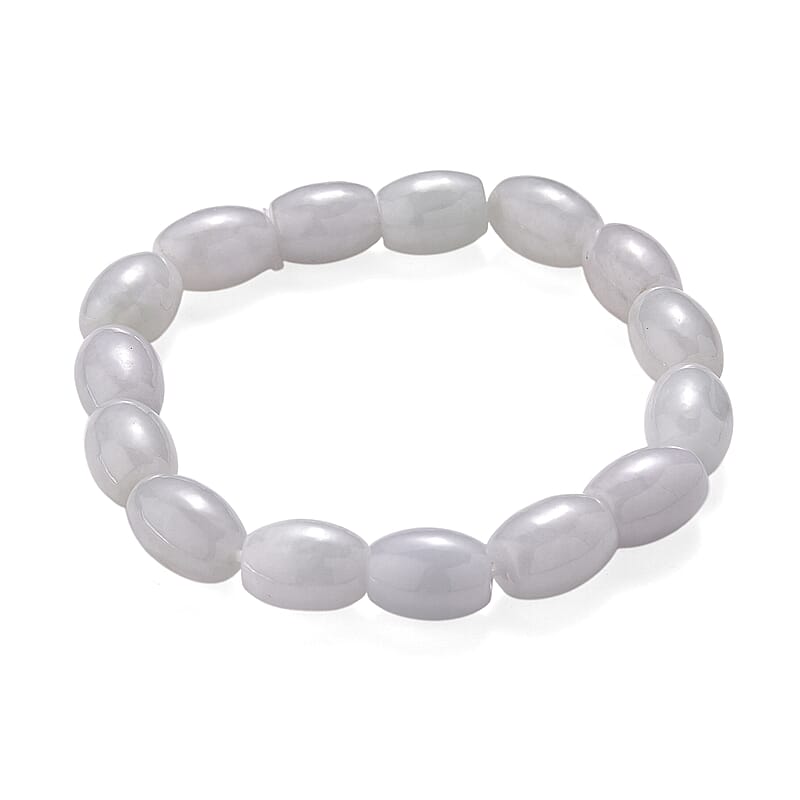 D'Joy Natural Jade 170.00 ctw Rice Beaded Stretch Bracelet (6.50-7.0In)