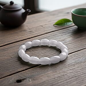 Doorbuster D'Joy Natural Jade 170.00 ctw Rice Beaded Stretch Bracelet (6.50-7.0In)