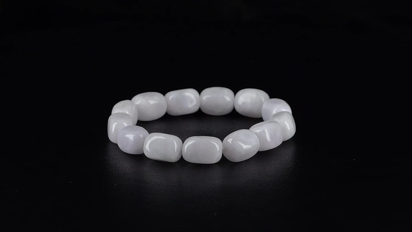 D'Joy Natural Jade 200.00 ctw Cushion Beaded Stretch Bracelet (6.50-7.0In)