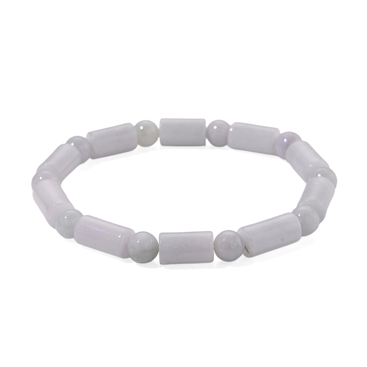 Doorbuster D'Joy Natural Jade 100.00 ctw Pillar Beaded Stretch Bracelet (6.50-7.0In) image number 0