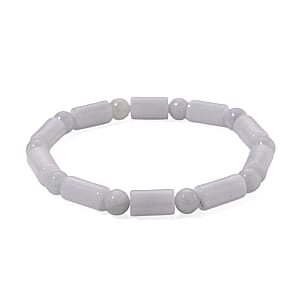 Doorbuster D'Joy Natural Jade 100.00 ctw Pillar Beaded Stretch Bracelet (6.50-7.0In)