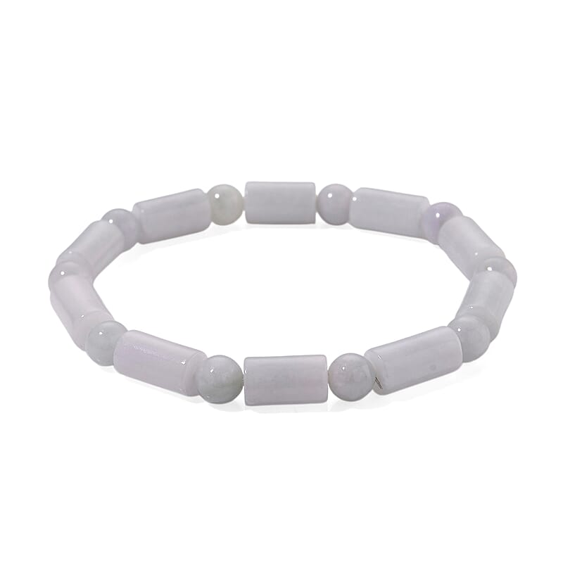  D'Joy Natural Jade 100.00 ctw Pillar Beaded Stretch Bracelet (6.50-7.0In)