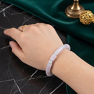 Doorbuster D'Joy Natural Jade 100.00 ctw Pillar Beaded Stretch Bracelet (6.50-7.0In)