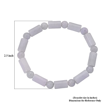  D'Joy Natural Jade 100.00 ctw Pillar Beaded Stretch Bracelet (6.50-7.0In)