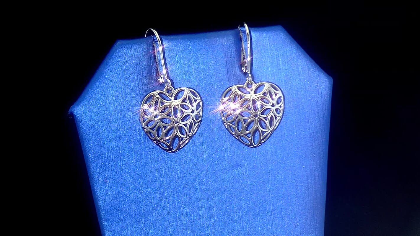Rhapsody Collection Floral Heart Elegance Earrings in 950 Platinum 4.60 Grams