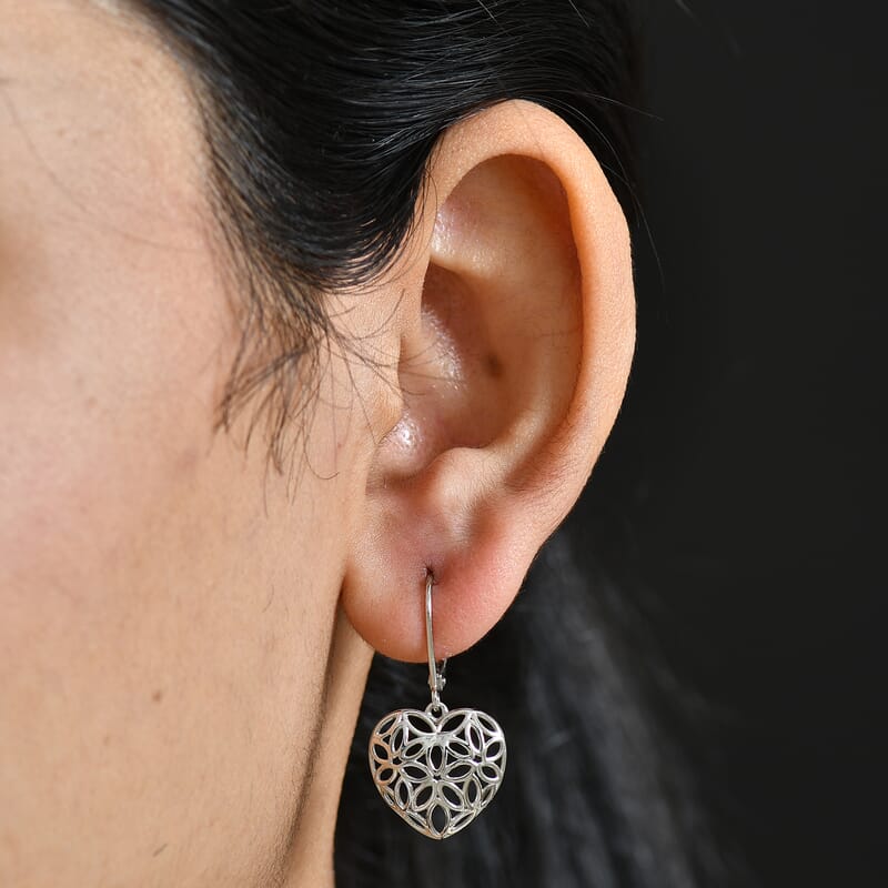 Rhapsody Collection Floral Heart Elegance Earrings in 950 Platinum 4.60 Grams