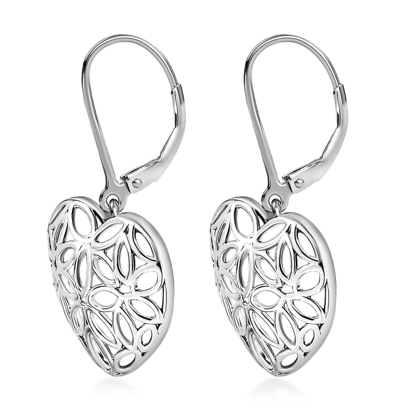Rhapsody Collection Floral Heart Elegance Earrings in 950 Platinum 4.60 Grams