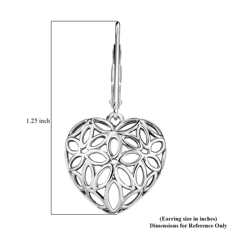 Rhapsody Collection Floral Heart Elegance Earrings in 950 Platinum 4.60 Grams