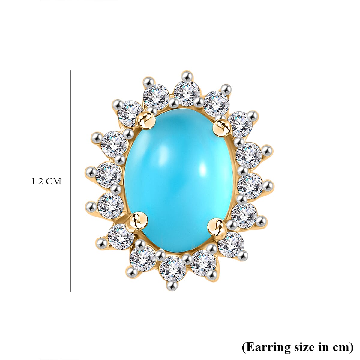 D'Joy Premium Paraiba Moonstone and White Zircon 4.20 ctw Earrings in 18K YG Plated Sterling Silver