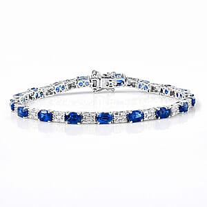 D'Joy Kashmir Kyanite, Moissanite Bracelet in Rhodium Over Sterling Silver 12.00 ctw (7.25 In)