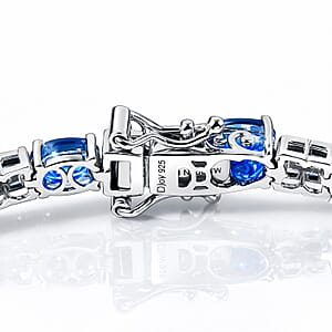 D'Joy Kashmir Kyanite, Moissanite Bracelet in Rhodium Over Sterling Silver 12.00 ctw (7.25 In)