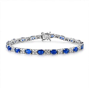 D'Joy Kashmir Kyanite, Moissanite Bracelet in Rhodium Over Sterling Silver 10.80 ctw (6.50 In)