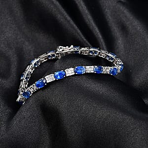 D'Joy Kashmir Kyanite, Moissanite Bracelet in Rhodium Over Sterling Silver 10.80 ctw (6.50 In)