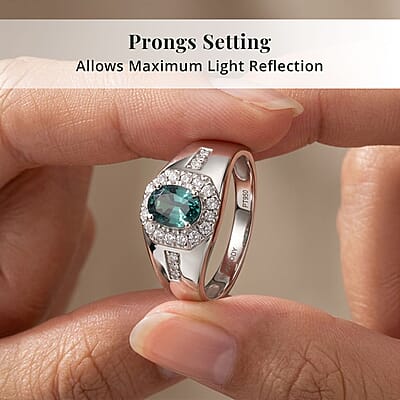 Rhapsody AAAA Lagoon Tourmaline and Diamond E-F VS 1.35 ctw Men's Ring in 950 Platinum (Size 10.0) 9.10 Grams